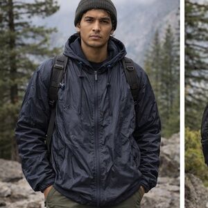 Charles Klein Men's Navy Hooded Warm Nylon Jacket All Weather Parka Sz Medium